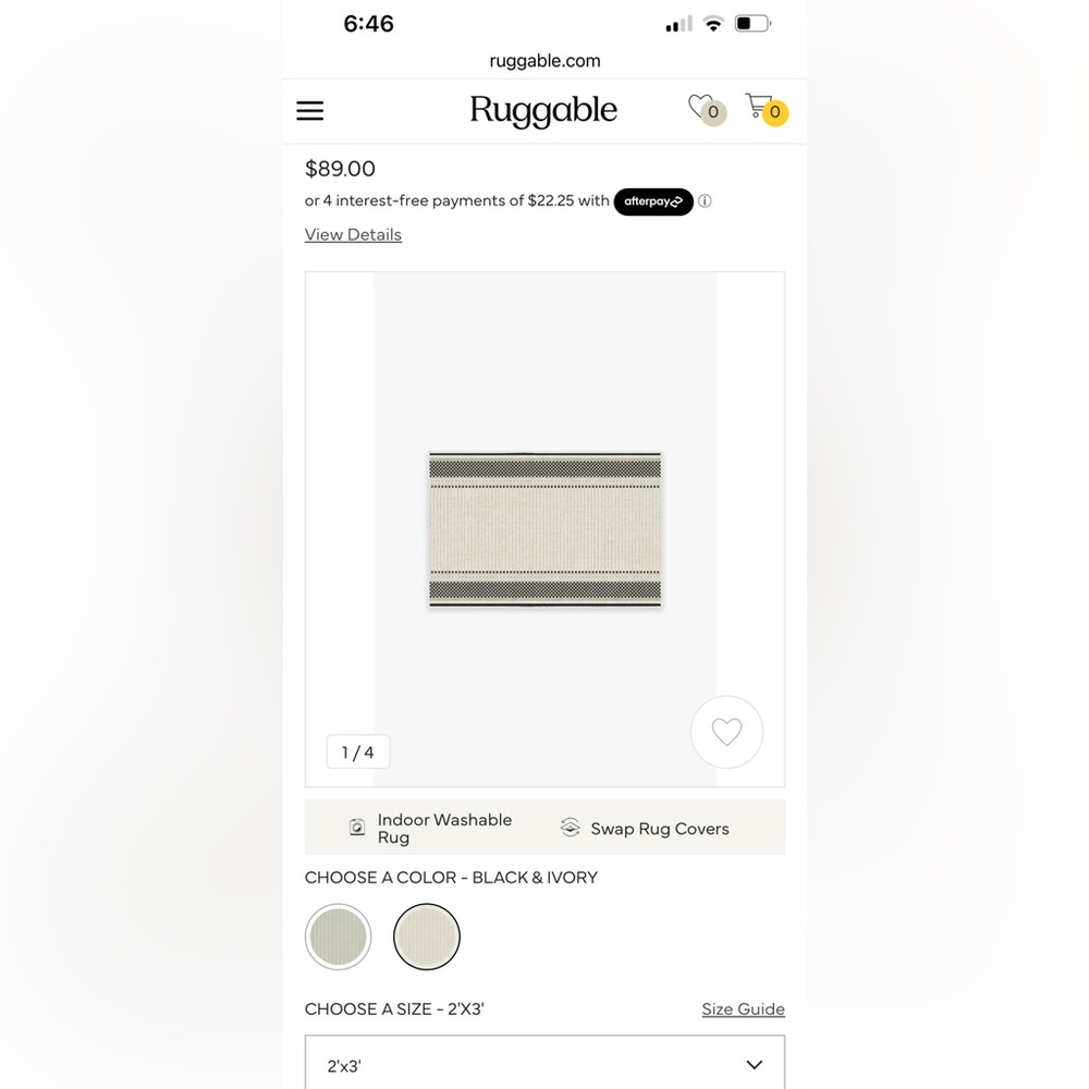 Ruggable Lira Black & Ivory Rug